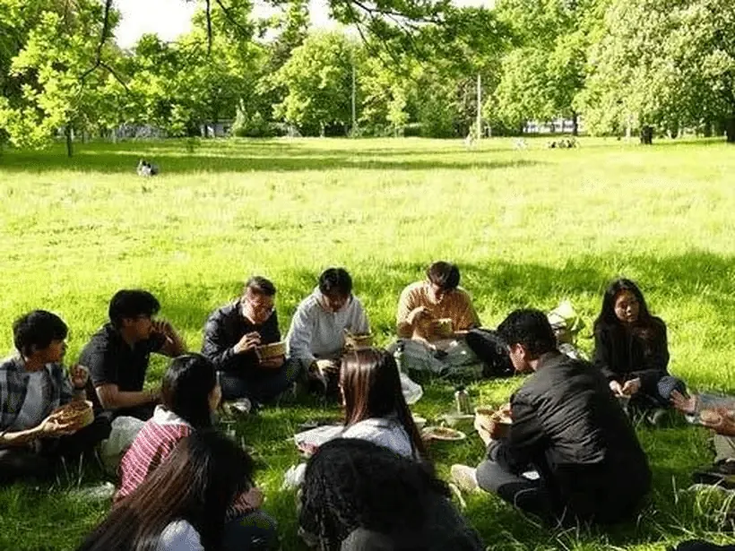 A club gathering in a park